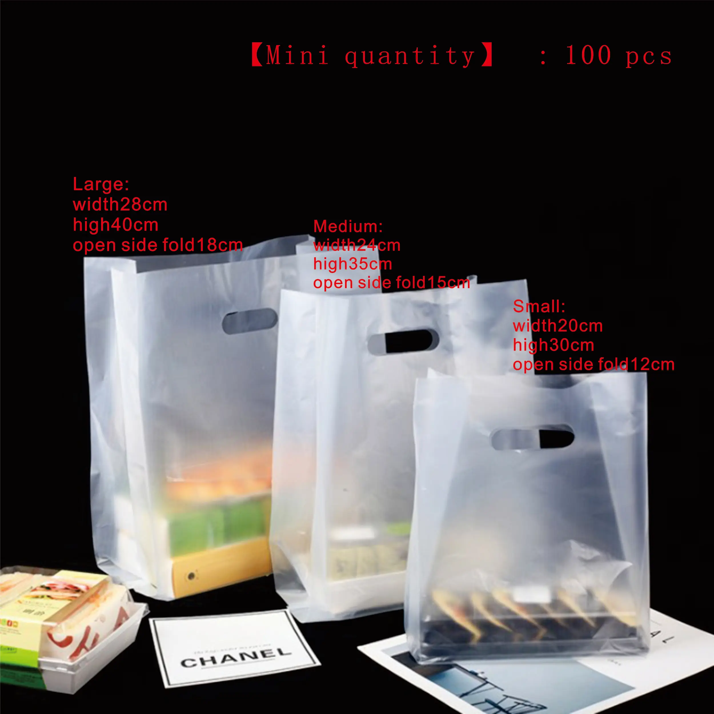 

ThickenedCustomizable Frosted Blank Takeaway Packaging Salad FastFood Sushi Plastic Bag Baked Egg Tart Paper Box Bento Take Away