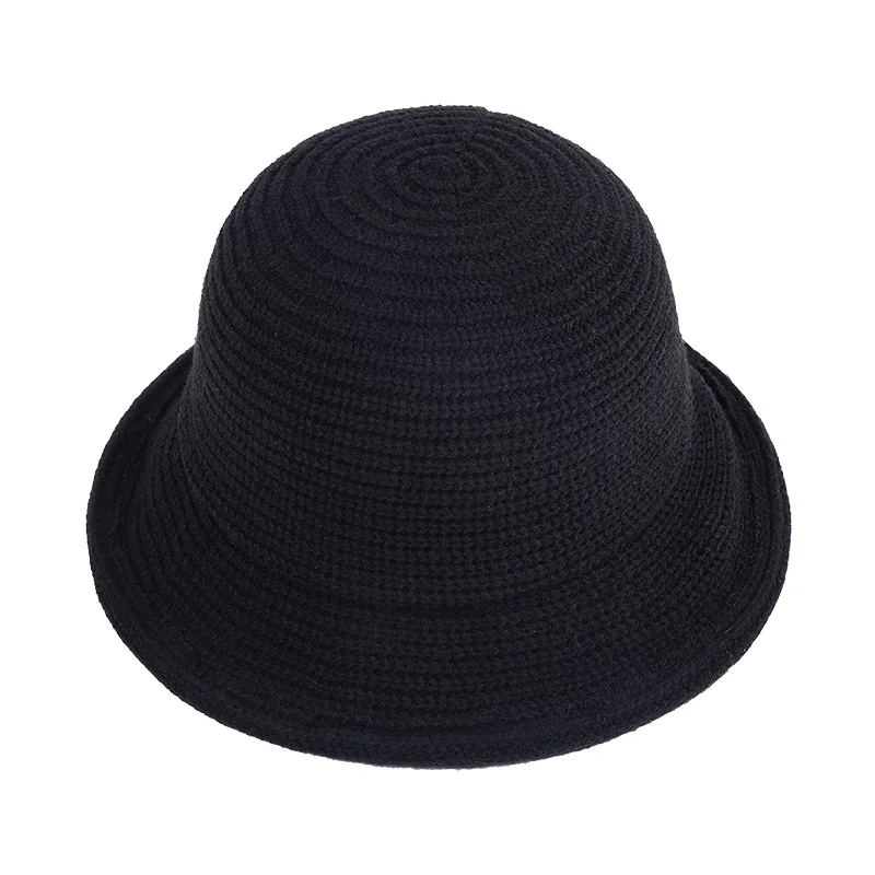 Winter Warm woolen Bucket Hats for Women Luxury Thickened Fashion Design Versatile Fisherman Hat black Panama Cap