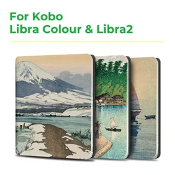 for Kobo Libra Colour and Kobo Libra2 Protective cover 7-inch Auto Sleep Wake function E-book Case with patterns