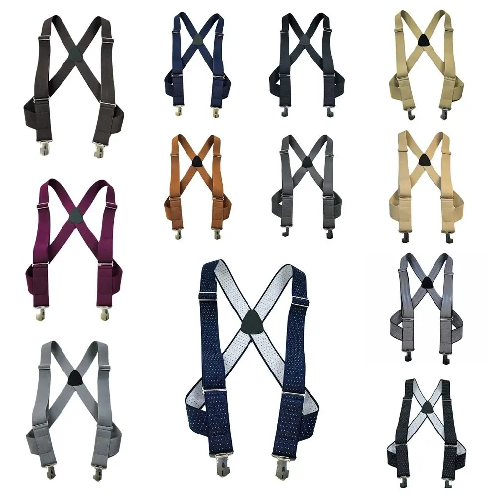Durable 3.5X120cm Men's Suspenders Clip Adjustable 2 Clips Trouser Braces Anti-slip High Elastic X-Type Suspenders Casual Wear