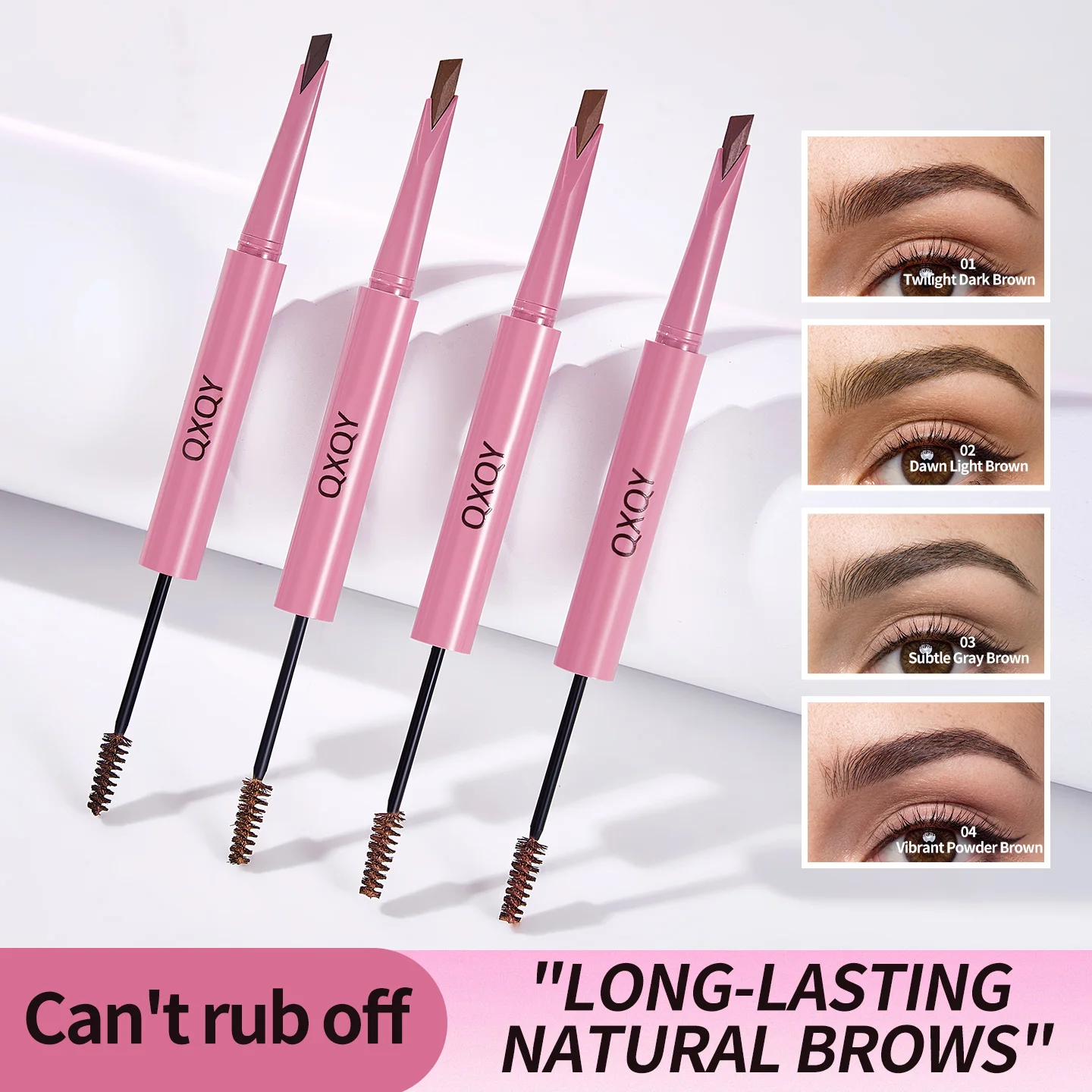 QXQY Double Headed Eyebrow Pen Dyeing Eyebrow Cream, holds makeup without fading, dual-use 3D eyebrow daily makeup