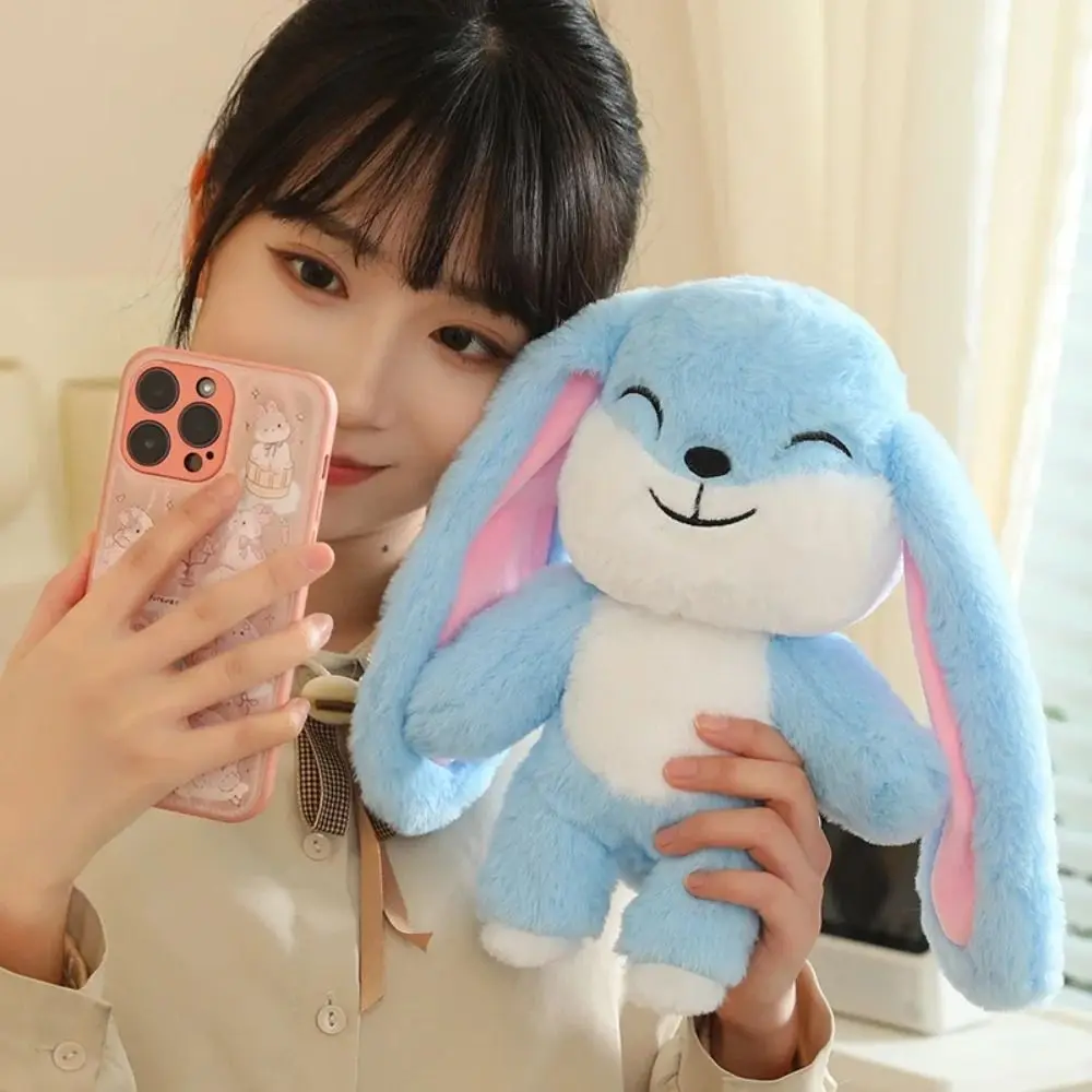 Head Can Rotated Long Ear Rabbit Plush Doll PP Cotton 2 Facial Emoticon Rabbit Plush Toy Soft Ornament Face Changing plush toys