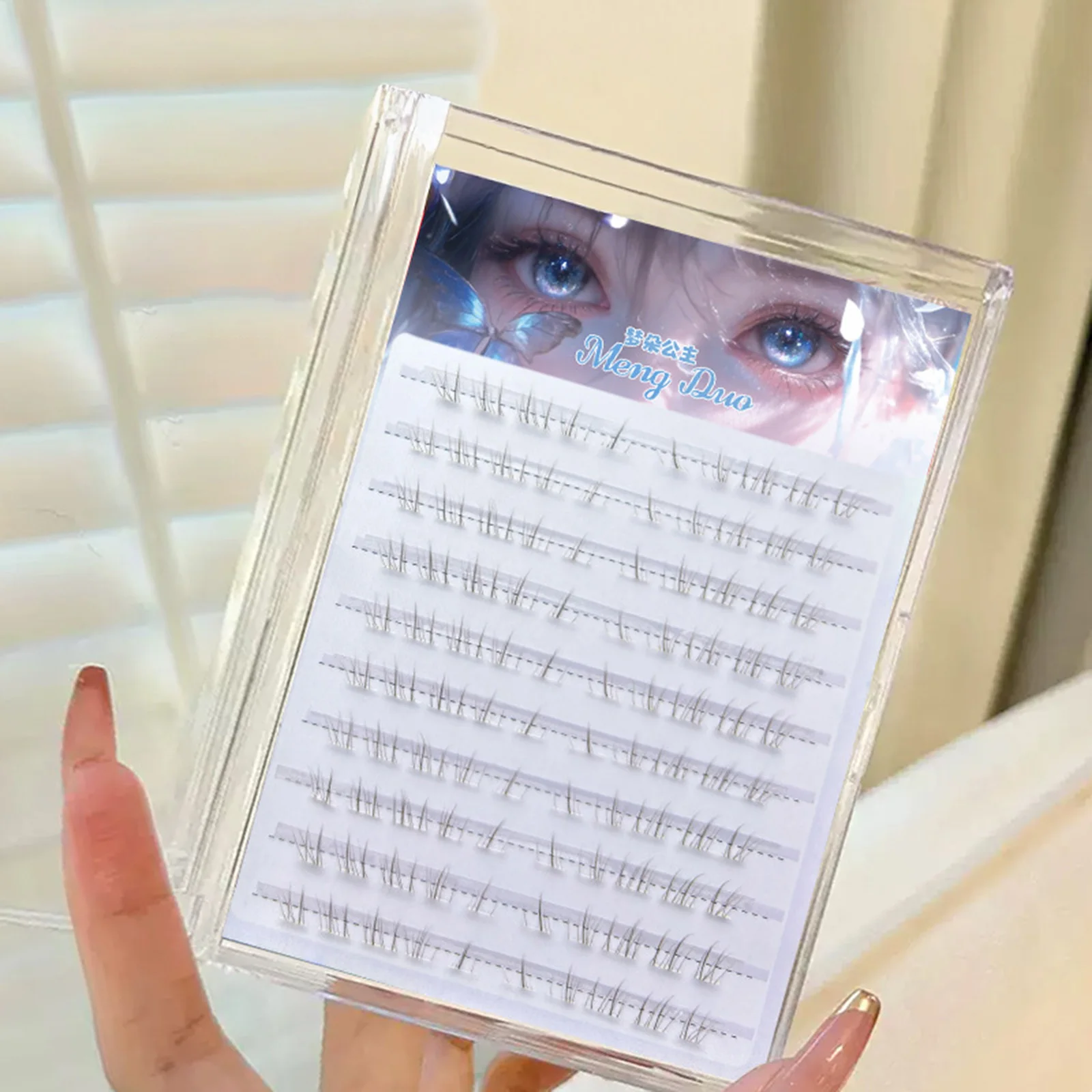 Sztuczne rzęsy do samodzielnego nakładania pod rzęsy, brązowe, długość mieszana 5-7mm, naturalny skręt C, rzęsy dolne z przezroczystym paskiem do makijażu.