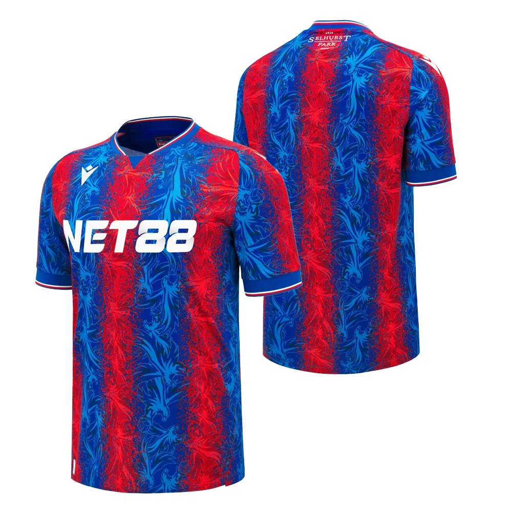 

Macron 25-26 Season Home And Away Jerseys With Red And Blue Vertical Stripe Pattern And V-Neck Design For Fans' Equipment