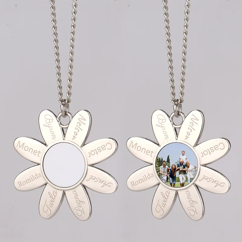 Cute Flower Pendant Charm Necklace Sublimation Women's Essential Necklace Popular Jewelry For Custom Wedding Party Birthday Gift