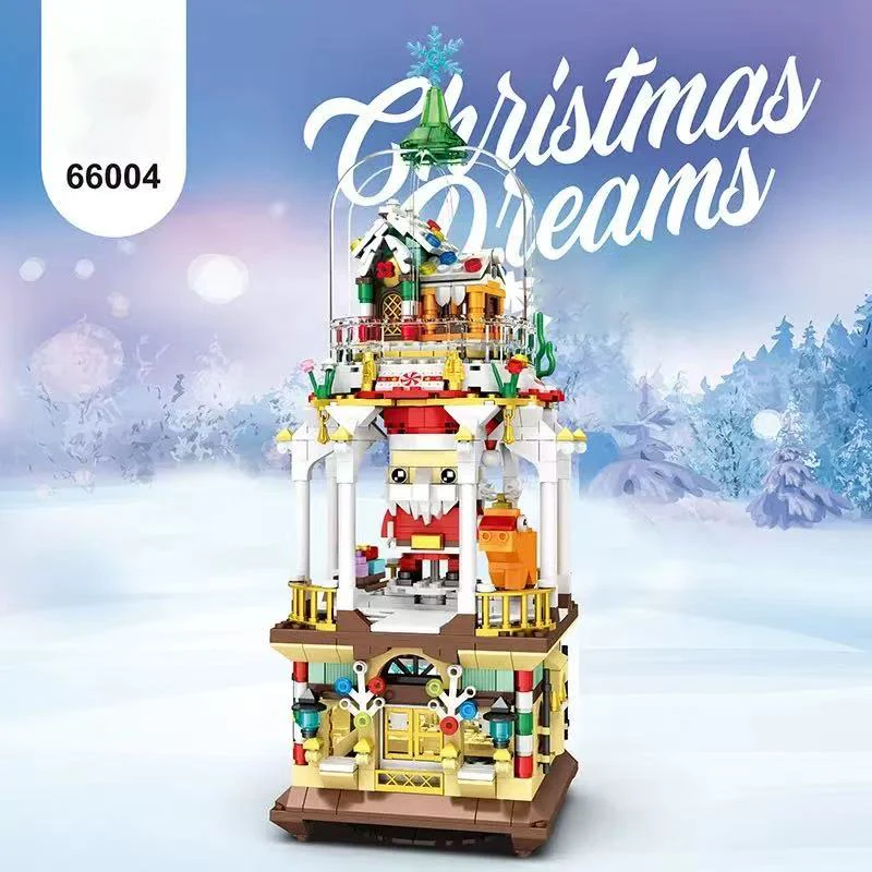 843 elementy Świąteczne ozdoby Brick Head Z, klocki konstrukcyjne, model architektoniczny do składania, prezenty świąteczne dla dzieci