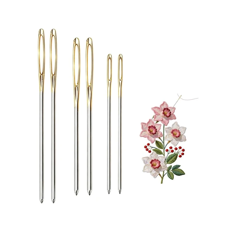 4/6Pcs Large Eye Blunt Needles Set Metal Sewing Needles Large Eye Needle for Wool Knitting Darning Tapestry Projects Clothes