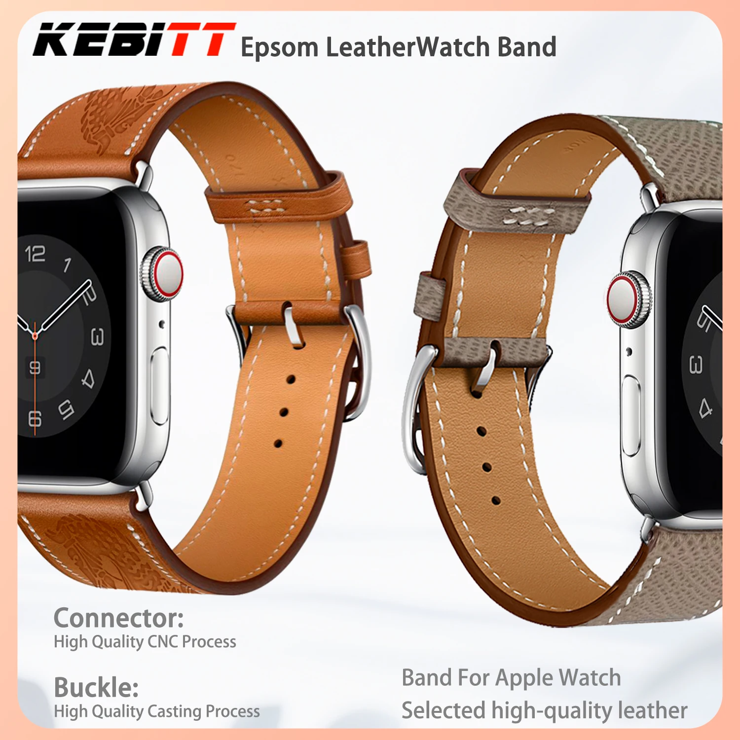 

Kebitt New High Quality Swift Barenia Leather Single Tour Iwatch Ultra 1 2 Band For Apple Watch 10 9 8 7 6 Se 5 Strap