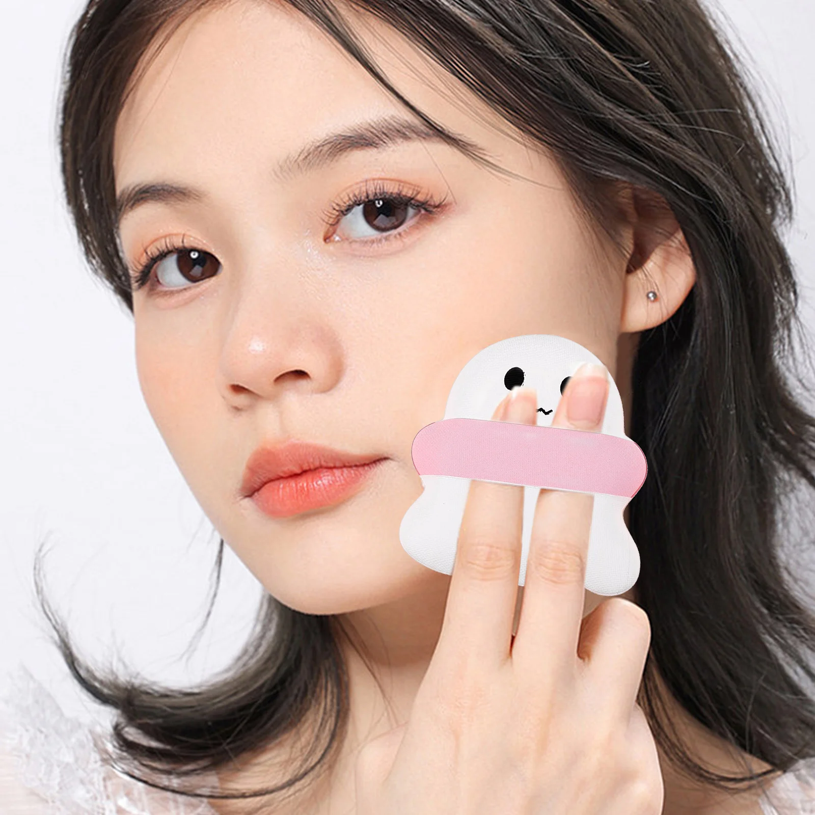 

3Pcs Mini Makeup for Face Gentle Dry Powder Puff with Finger Strap Perfect for Nose Wing Under Eye Application Portable