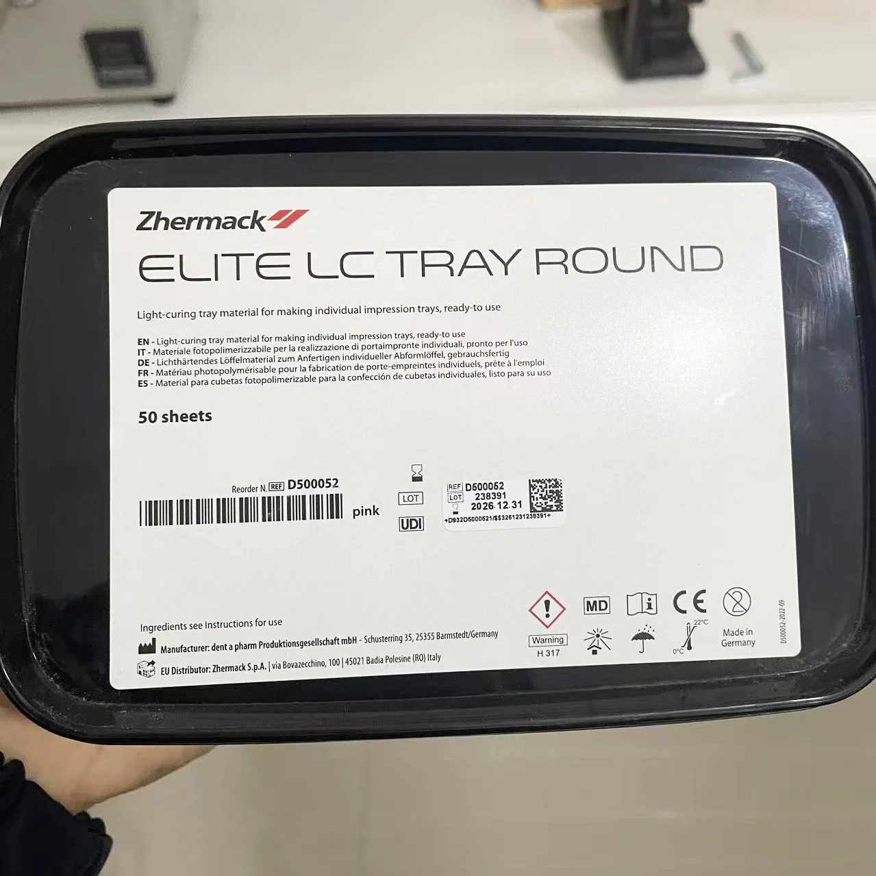 50 Sheets Dental Zhermack ELite LC Tray Round Light Curing Individual Tray Material Dental Lab Custom Mold Tray Resin Base Plate