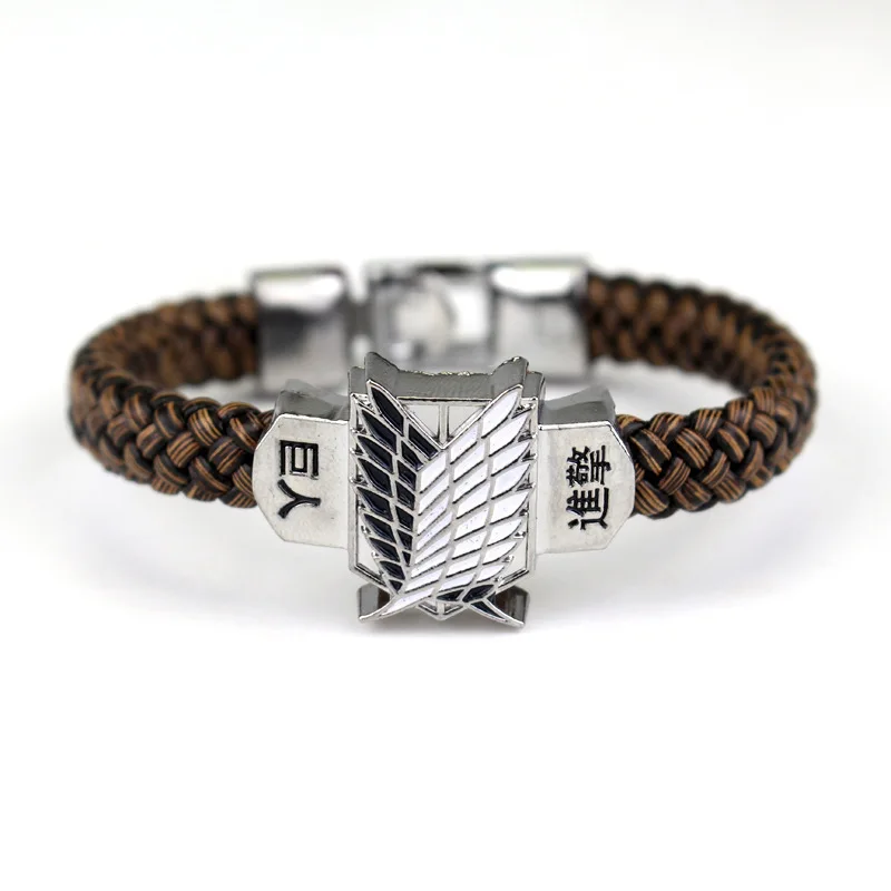 Anime Attack on Titan Figure Toys Action Figure Leather Rope Woven Bracelet Fans Cosplay Collection Jewelry Accessories Gift