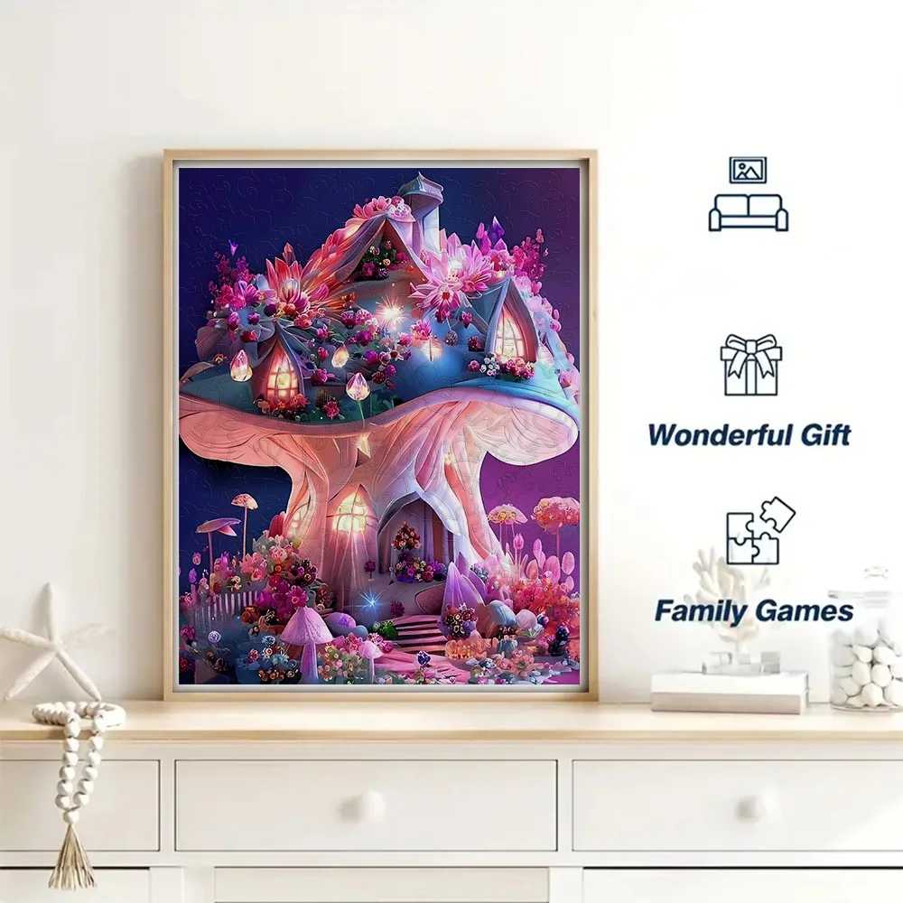 Mushroom Forest Wooden Puzzle In The Dream, Difficult Puzzle Toy, Durable Structure, Birthday, Christmas And Halloween Gifts