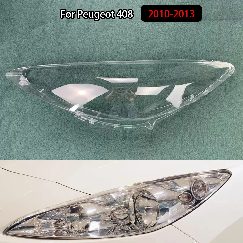 

For Peugeot 408 2010-2013 Headlight Shade Transparent Lampshade Lens Headlamp Cover Lamp Shell Plexiglass Black Edge