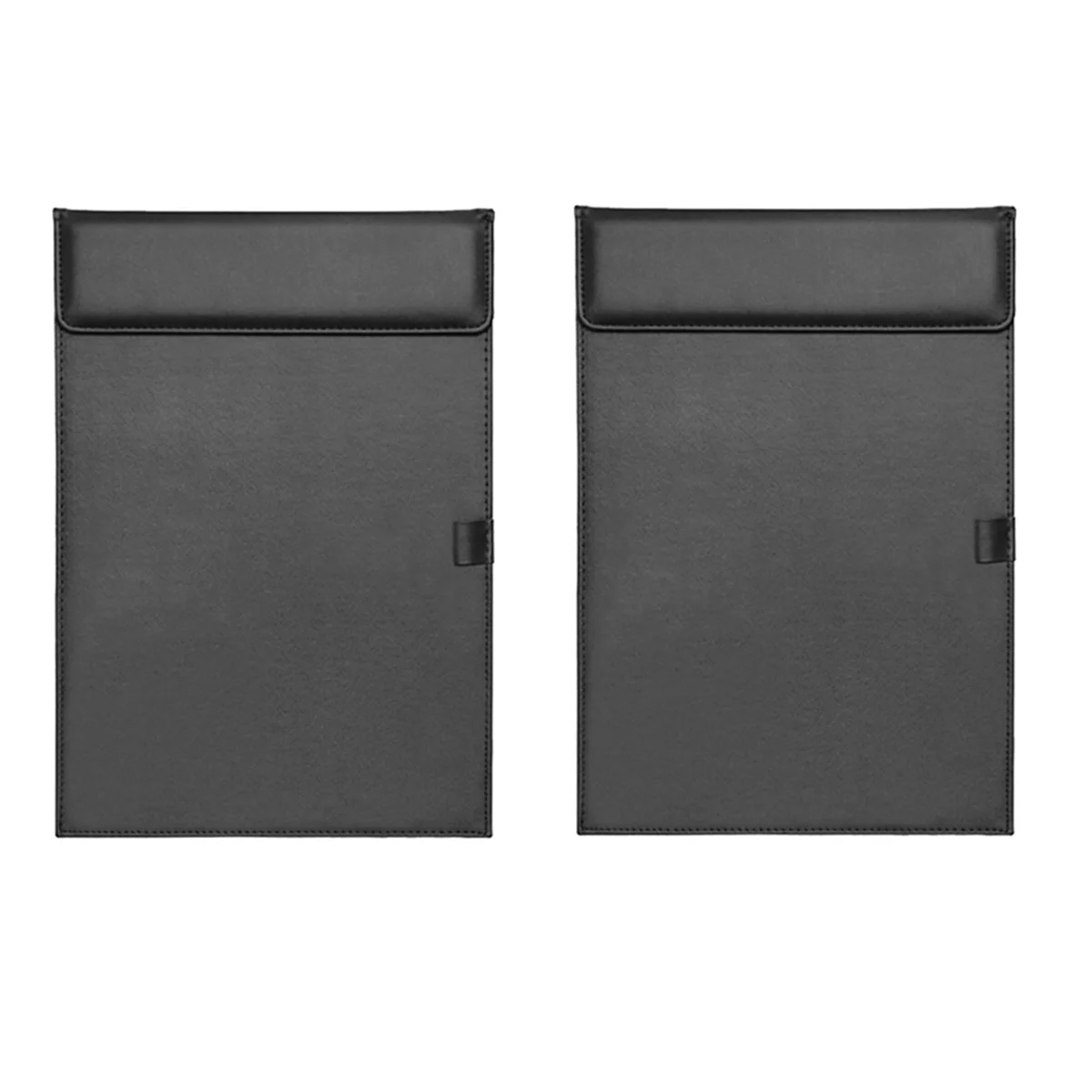 Desktop File PU Leather Folder A4 Meeting Clipboard Office Meeting Board Clip Black Data Binder with Pen Cover 2PCS