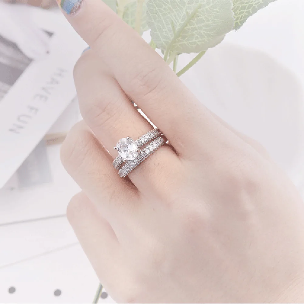 WOSIKATE الفاخرة AAA خاتم زركونيا للنساء العصرية 925 الفضة ارتفع الذهب مطلي خاتم الخطوبة مجوهرات الأزياء خاتم مجموعة الهدايا #6