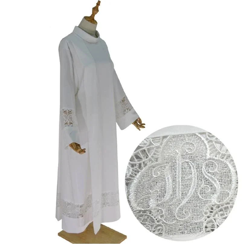 White Alb Priest Clerical Liturgical Clothing Christian Pastor Clothes Catholic Church Uniform Lace Clergy Robe Priest Uniforms