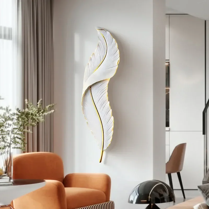 

Modern LED Feather Wall Lamp For Living Room Backgroun Hotel Bedroom Bedside Aisle Wall Sconces Decor Lighting Fixture Luster