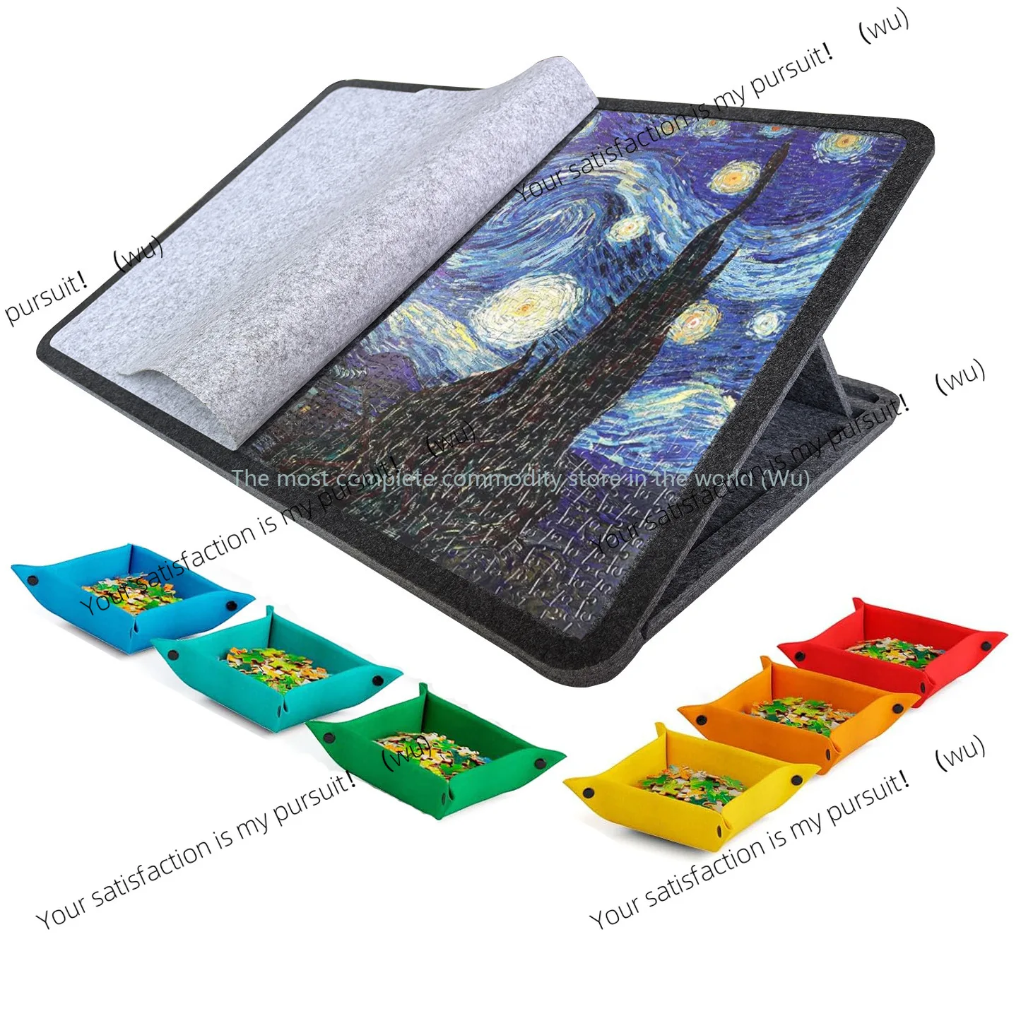ZOCI-Tilt Puzzle Table with Stand Dust Cover 6 Drawer Portable Puzzle Table, Color Version，1000pcs