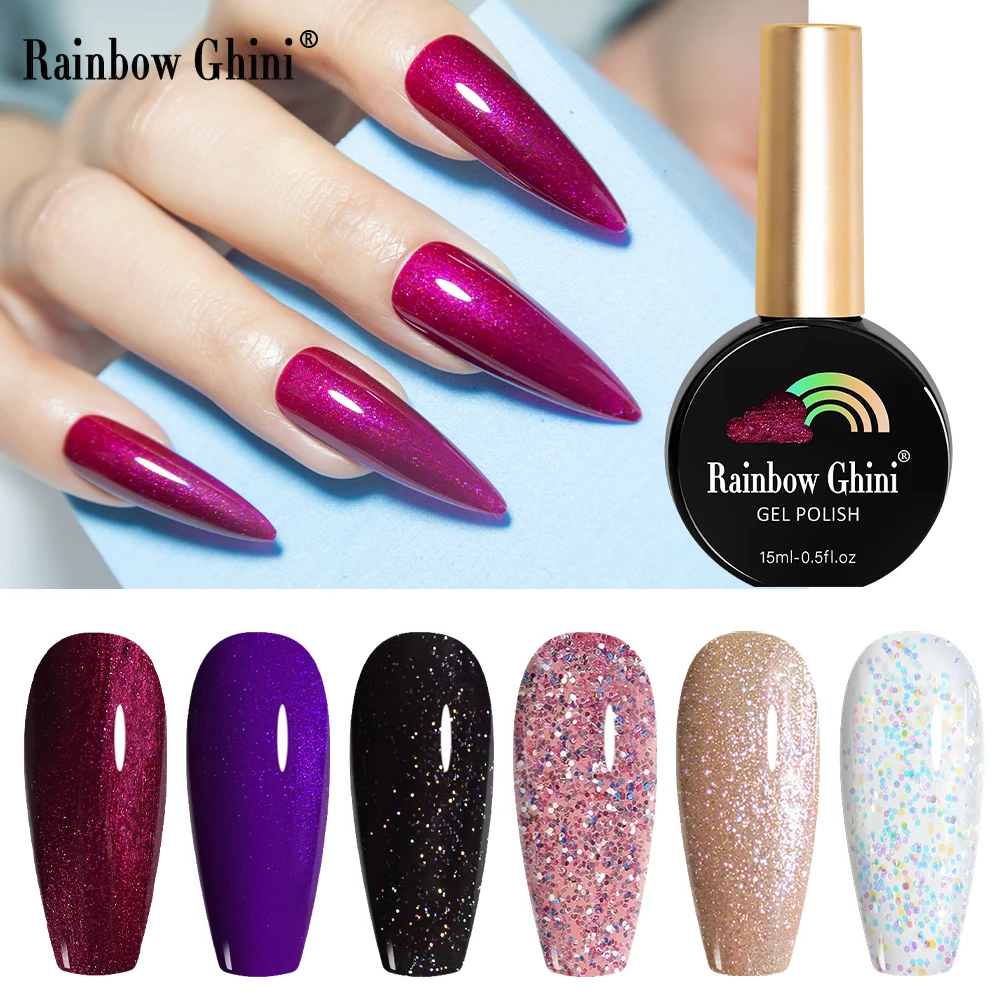 Rainbow Ghini – vernis à ongles UV 15ml, Gel Semi-Permanent, fournitures pour professionnels, rouge, noir, blanc, accessoires d'art vernis semi permanent gel nail polish top base coat uv gel