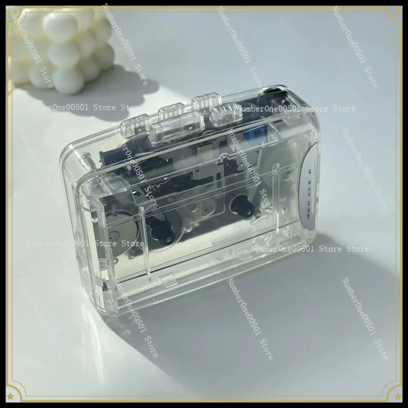 Portable Retro Tape Player Transparent Walkman Headset Radio Cassette Player