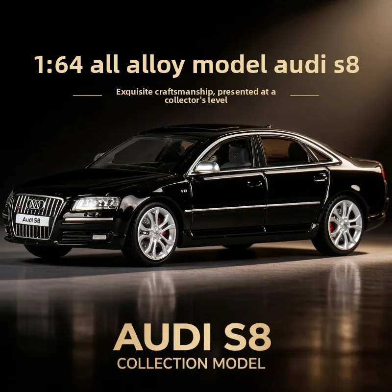

Licensed 1:64 Audi S8 Sport Car Model Diecast Toy Vehicle Shock Absorber Metal Base Rubber Tires Miniature Voiture Ornament