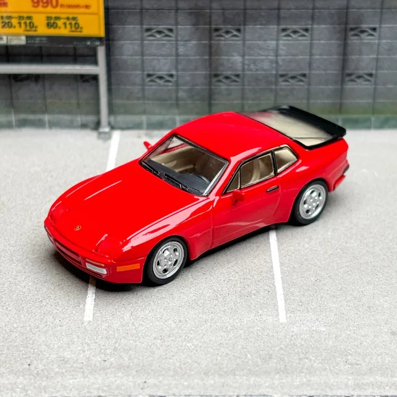 Sprankelend En Klein 1/64 Porsche 944 Rood 1986 Gelegeerd Speelgoed Motorvoertuig Gegoten Metalen Model