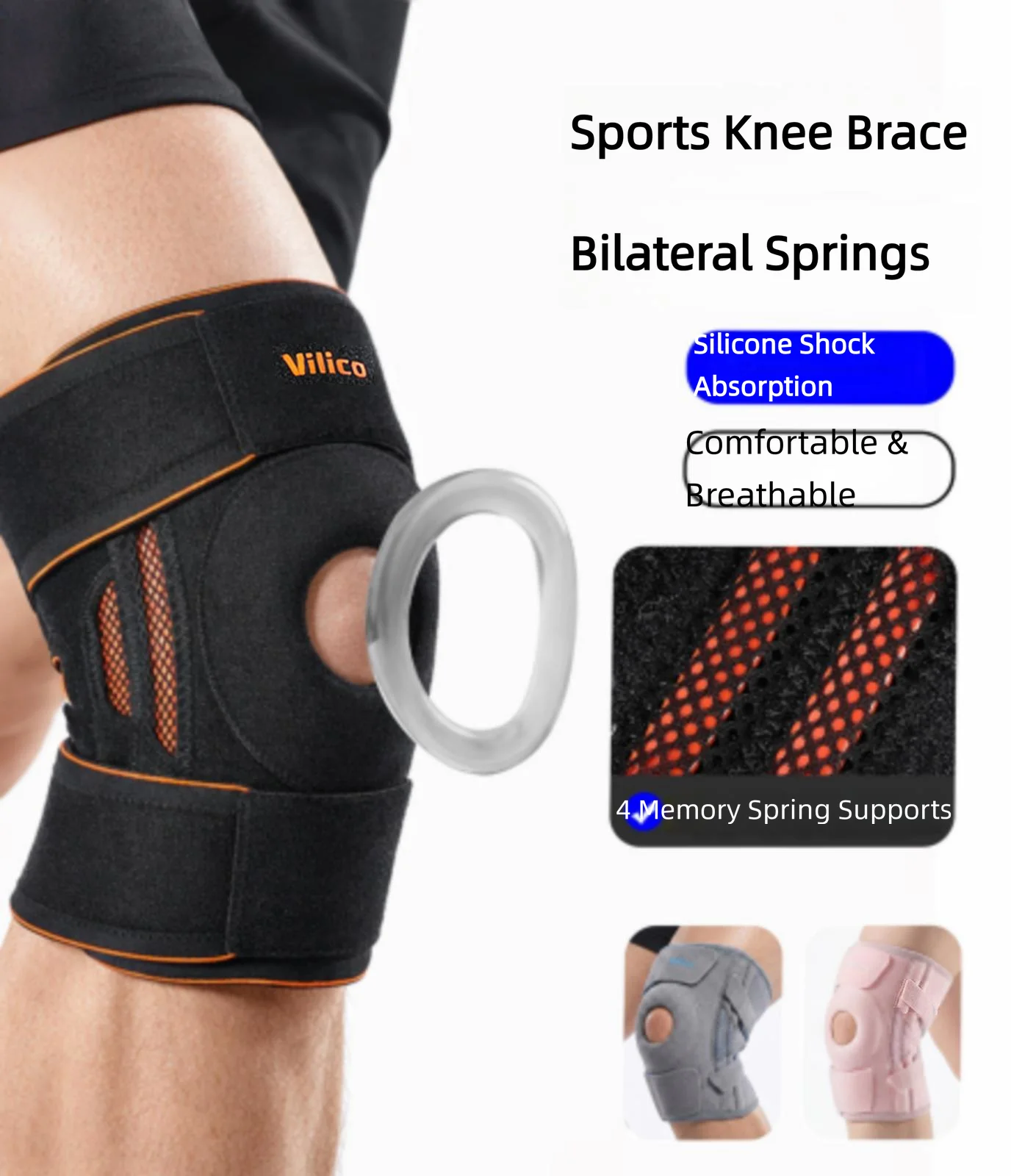 1PCS NEW Knee Brace with Side Stabilizers & Patella Gel Pads,Knee Support for Cycling,Running,Climbing