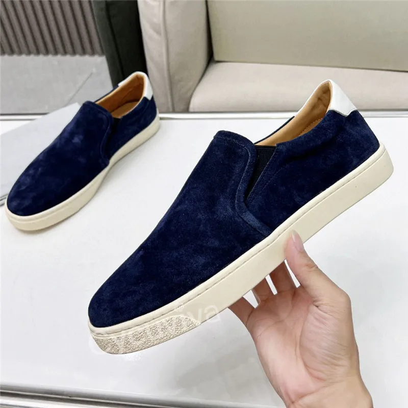 

New Suede Slip On Loafers For Men Flat Round Toe Casual Comfort Flat Men Shoes Autumn Outdoor Vacation Men Driving Walk Shoes