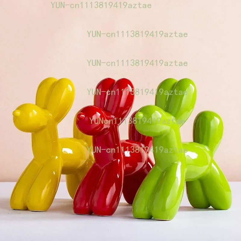 Gloss Shine Effect Balloon Dog Crafts Resin Sculpture Home Decor Nordic Home Decoration Accessories Creative Gift Animal 22x21cm