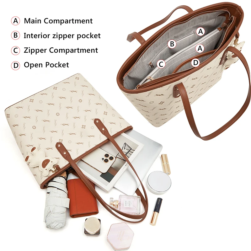 FOXER Brand Women\' High Capacity Handbag Fashion Commute Shoulder Bag PU Leather Big Size Travel Top-Handle For Lady Office Tote