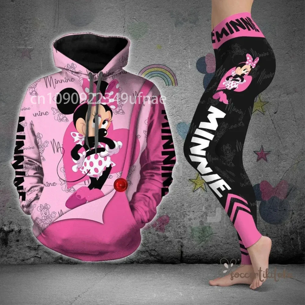 Disney2025Mickey Mouse  3D Hoodie Women's Hoodie Suit  Yoga Pants Sweatpants Fashion Sports Suit