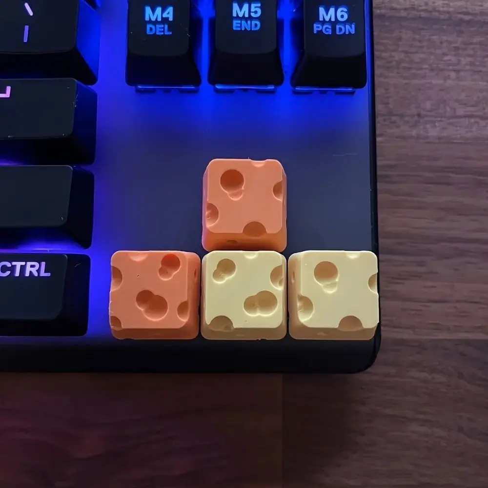 Lot de 4 touches de clavier 3D imprimées en forme de gâteau au fromage, design créatif, universelles, amusantes, en forme de nourriture