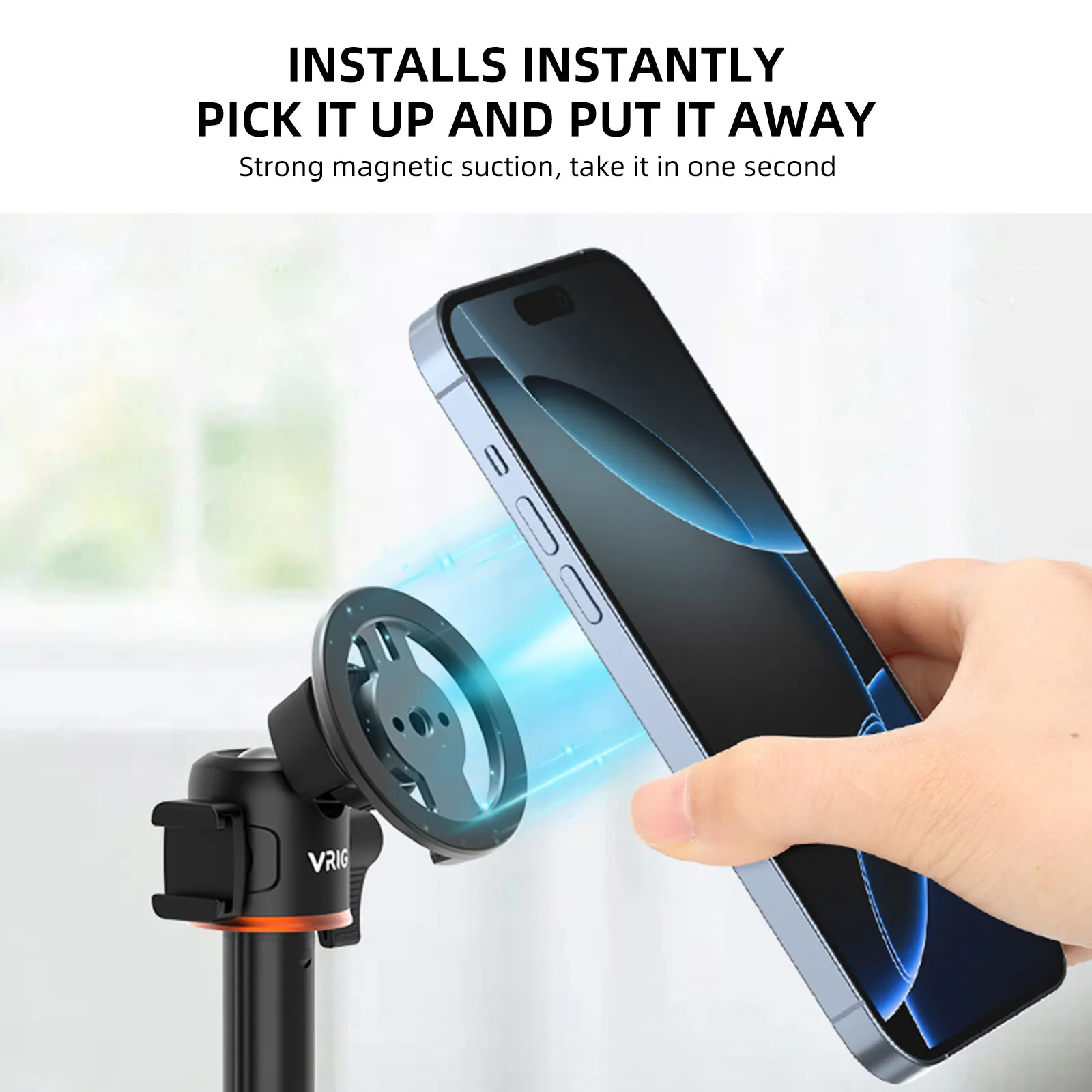 for Magsafe Magnetic Phone Tripod Mount Adapter with Cold Shoe W/ Adhesive Magnetic Ring 1/4” Screw Hole for Ball Head/Tripod
