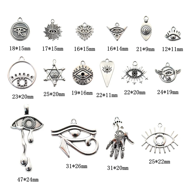 16pcs Mixed Eye of Horus Charms Alloy Metal Tibetan Magic Pendants For DIY Necklace Bracelet Jewelry Making Crafting Supplies