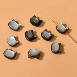 0.9x1cm 5pcs Natural Seawater Shell Beads Charms Black Cat Head Pendant Mother of Pearl For Jewelry Making DIY Bracelet
