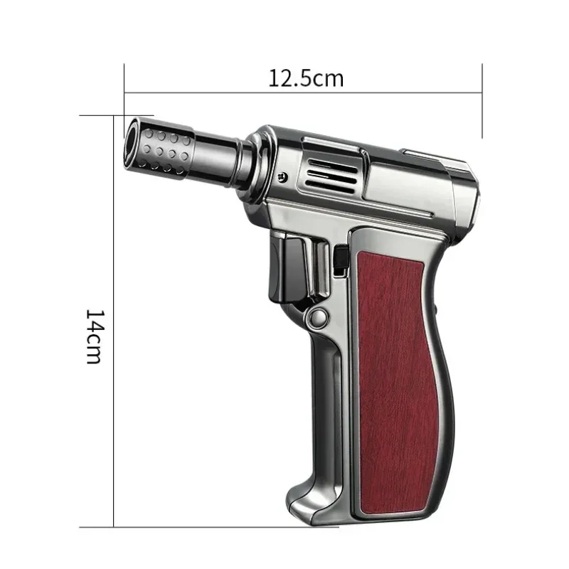 Pemantik api Turbo logam tahan angin, pistol las suhu tinggi multiguna, Gas butana logam tahan angin luar ruangan, alat Somking pria