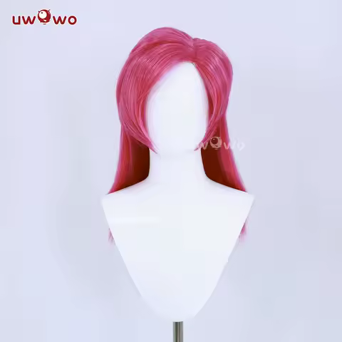UWOWO Tecnaa Cosplay Wig Fairy Wings Cosplay Wig Long Hair Pink Red Hair Women Hair