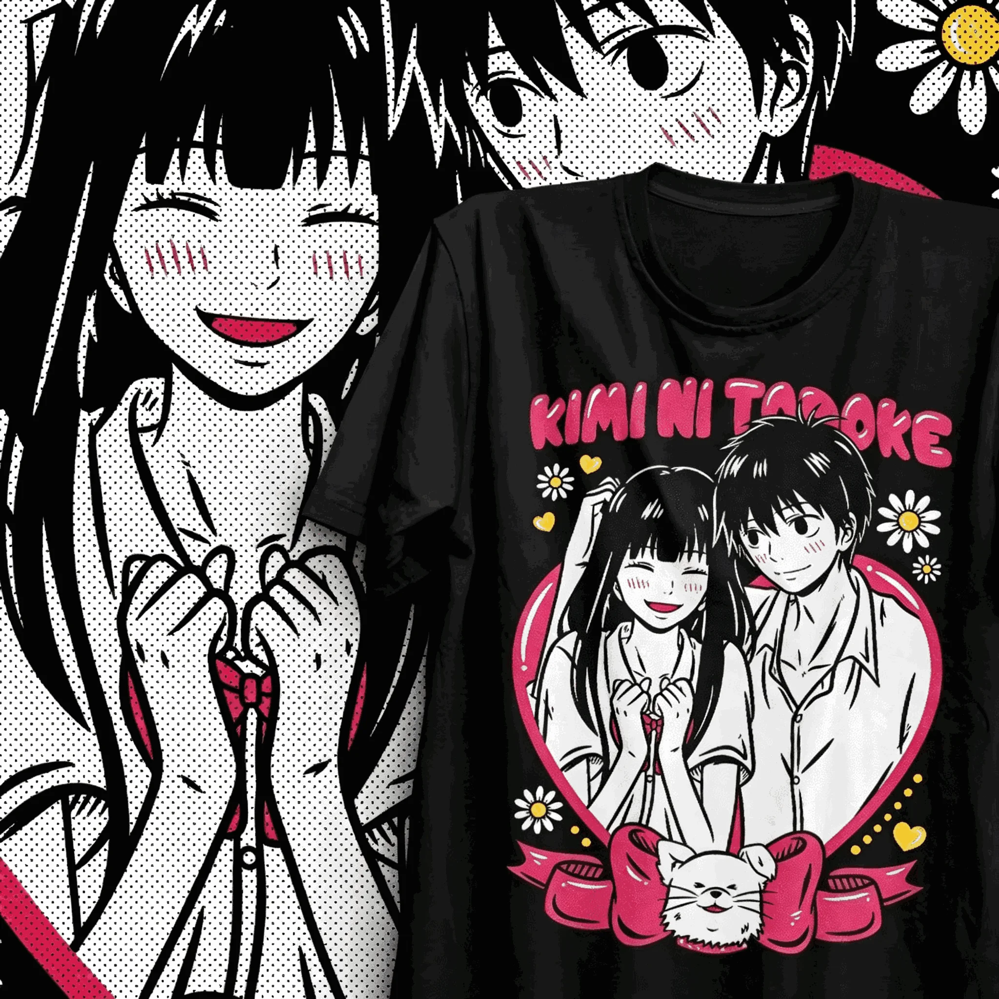 Kimi Ni Todoke Anime Graphic Tee Unisex Oversized Short Sleeve Classic Shoujo Manga Couple Print Casual Summer Crew Neck T‑Shirt