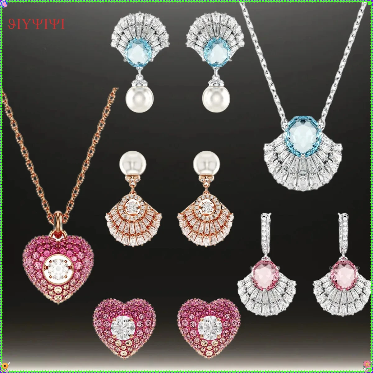 

2025 Hot Selling Texture Colorful Shell Love Necklace Valentine's Day Earring Set, Essential for Girlfriend's Gift in Line
