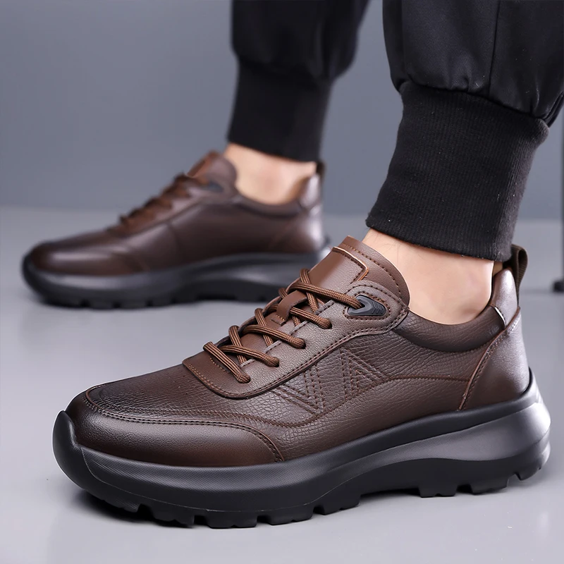 

Genuine Leather Casual Shoes for Men 2025 New Autumn Lightweight Soft Sole Height-Increasing Business Casual Leather Shoes for M