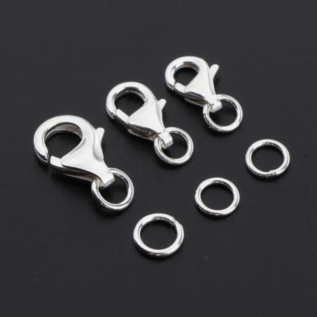 3 Pieces 925 Sterling Silver Lobster Clasps Clip with Jump Rings for