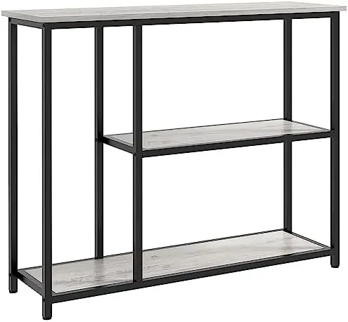 

39" Console Table, JOMA Sofa Table with 2 Shelves, Steel Frame, Narrow Entryway Table for Hallway, Gray Entry table