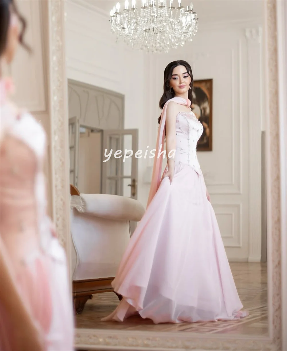Abiti lunghi senza spalline a trapezio con pieghe di strass sexy in chiffon abbinato su misura Abiti per occasioni su misura Taglie disponibili Classico
