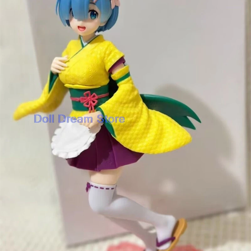 

2026 in stock 100% genuine Japanese original anime Rem kimono yellow ver PVC action figure collectible model toys