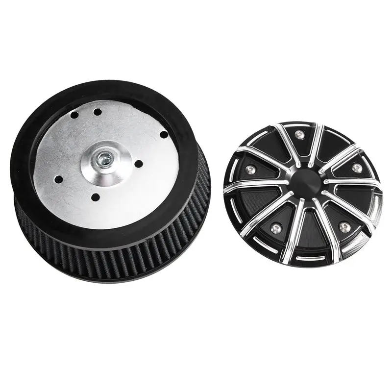 Motorcycle Air Cleaner Cover+ 6 Hole Filter Element Kit In Black Stripes For Harley Touring 99-16 Dyna 99-17 Softail 00-17
