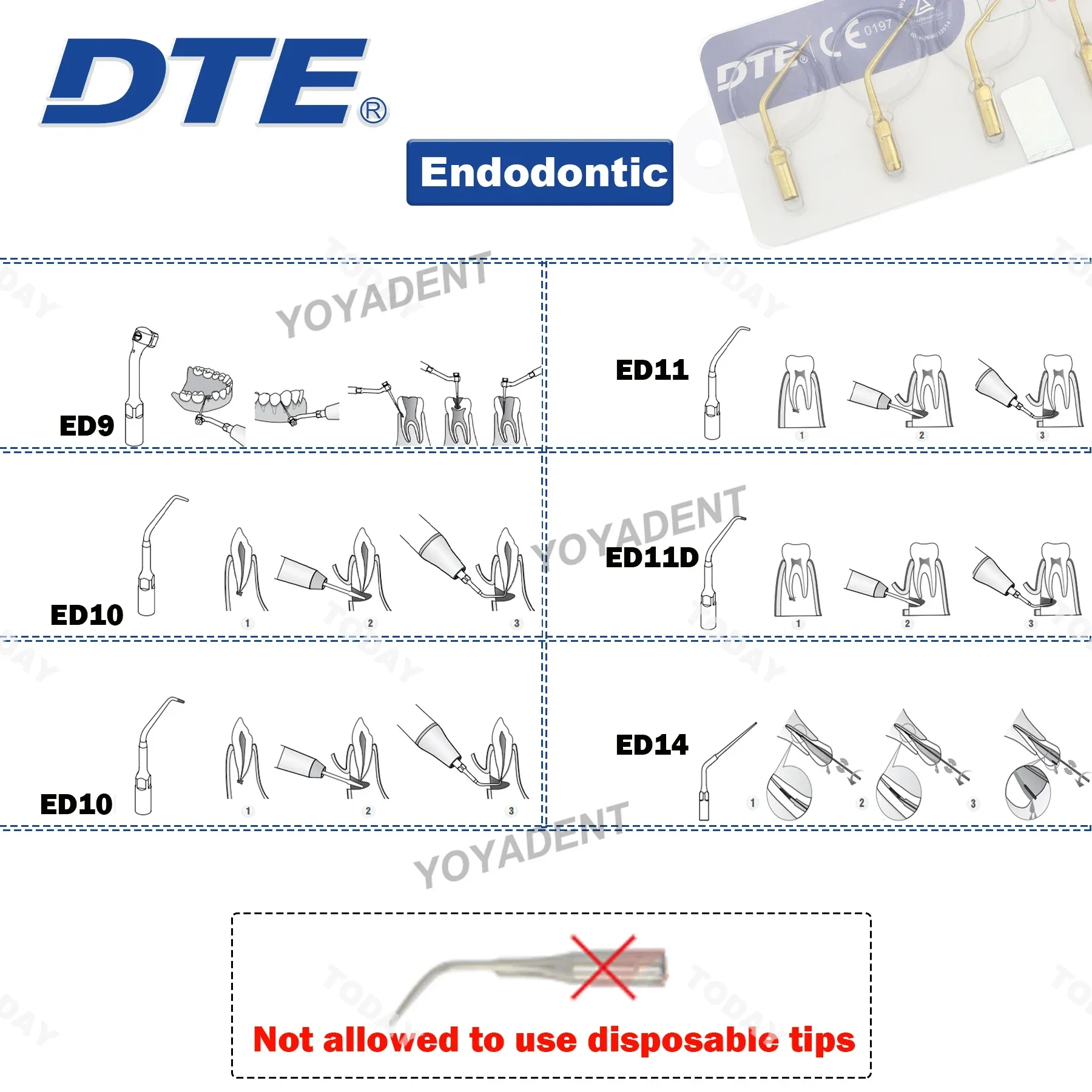 Pic de calcul DTE Détartreur piézo-électrique à ultrasons dentaire, Pièce à main LED HD-7L Conseils de mise à l'échelle Fit DTE NSK SATELEC Outils dentaires