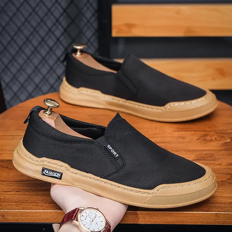 Black Canvas Shoes Women Slip On Flat Casual Black Fashion Platform Men Vulcanized Sneakers Zapatillas Mujer Tenis Loafers