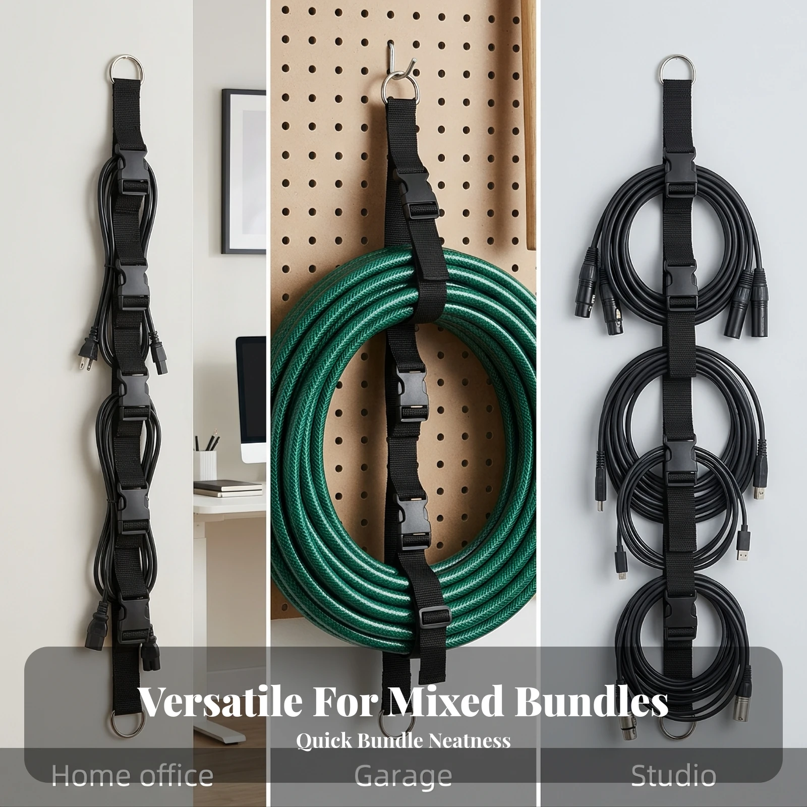 Hanging Strap with Loops Sturdy Cable Organizer Strap Cord Organizer with Hanging Loop Reusable Flexible for Garage, Workshop