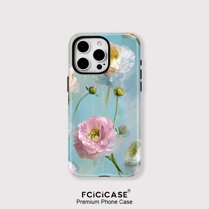 Чехол для телефона Fcicicase с акриловыми цветами для iPhone 11 12 13 Pro 14 15 Pro Max 16 Plus, магнитный противоударный чехол для ПК «два в одном»