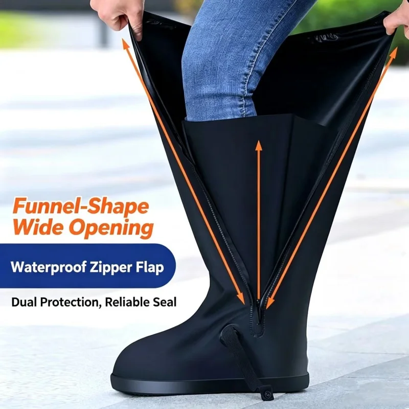 High Tube Over Knee Waterproof Rain Boot Pants Shoes Cover Reusable Thicken Non-Slip Overshoes Rain Snow Shoes Pants Protectors